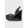 Wedge sandals with eyelets