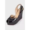 Wedge sandals with eyelets