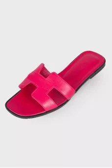 Pink leather slippers