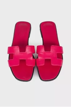 Pink leather slippers