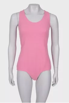 Pink solid color bodysuit