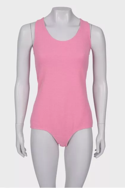 Pink solid color bodysuit