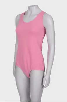 Pink solid color bodysuit