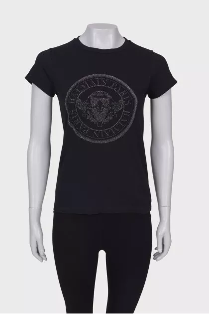 Black t-shirt with embossed print