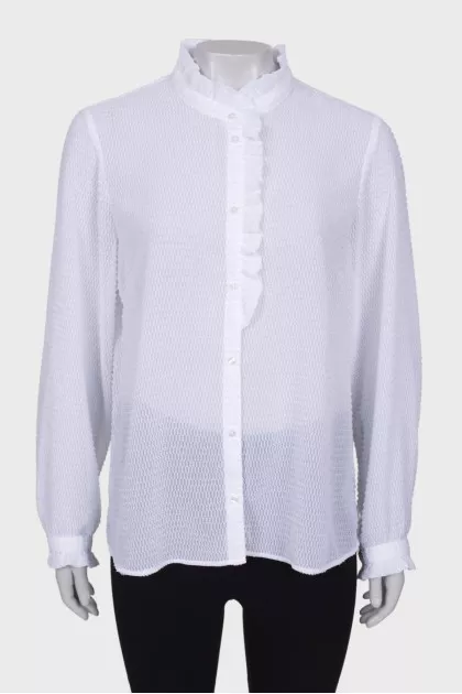 Sheer shirt with frill