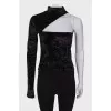Open-shoulder velour top