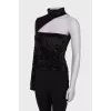 Open-shoulder velour top
