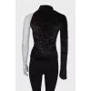 Open-shoulder velour top