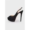 Suede stiletto heeled sandals