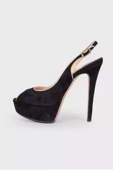 Suede stiletto heeled sandals
