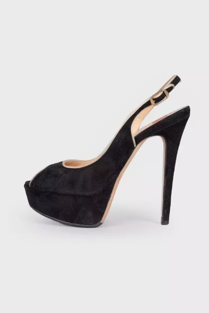 Suede stiletto heeled sandals