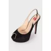 Suede stiletto heeled sandals