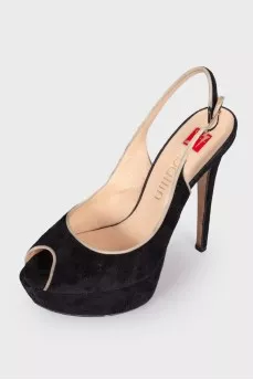 Suede stiletto heeled sandals