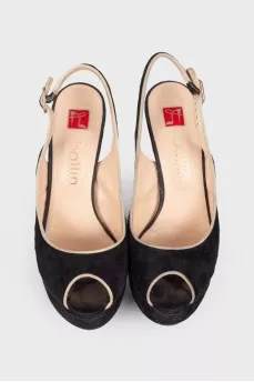 Suede stiletto heeled sandals
