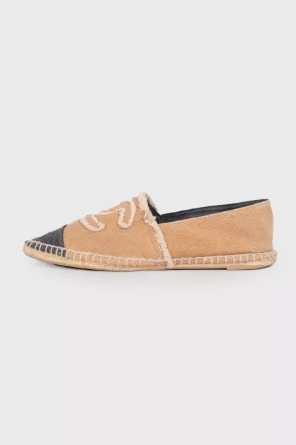 Textile espadrilles with embroidered logo