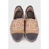 Textile espadrilles with embroidered logo