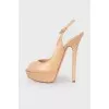 High-heeled leather sandals