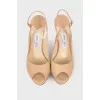 High-heeled leather sandals