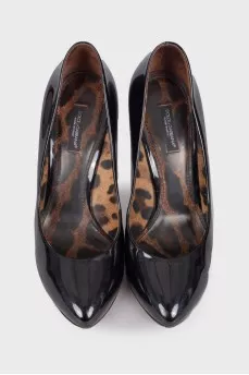 Black patent leather stilettos