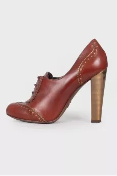 Brown perforated ankle boots