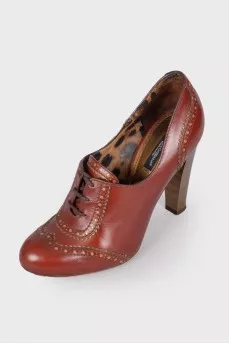 Brown perforated ankle boots