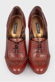 Brown perforated ankle boots