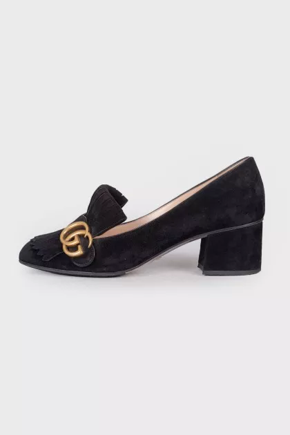 Fringed suede pumps
