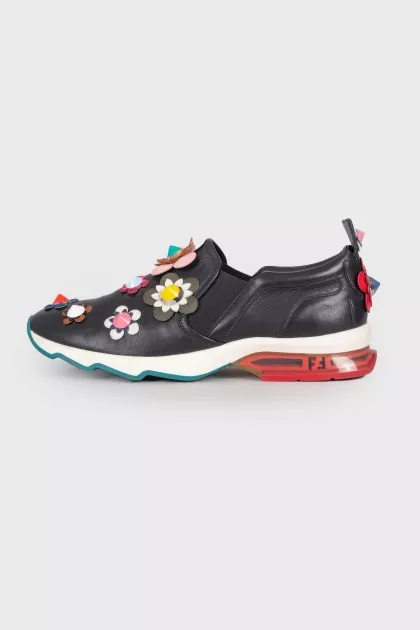 Decorated leather sneakers