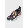 Decorated leather sneakers