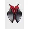 Red snakeskin embossed shoes