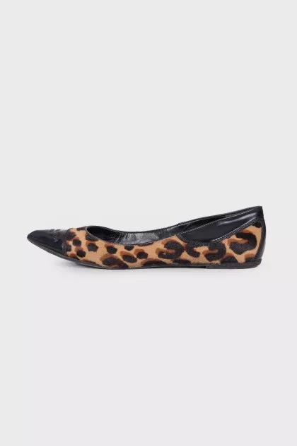 Pony leather ballerinas
