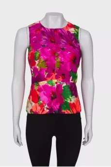 Silk top in floral print