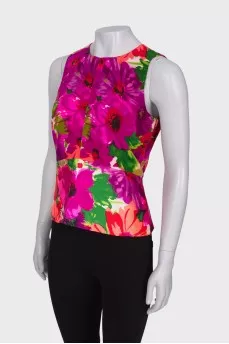 Silk top in floral print