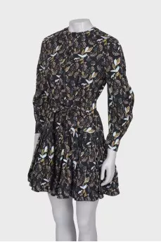 Black dress with pleated hem