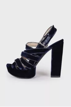 Blue high heel sandals