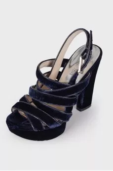 Blue high heel sandals