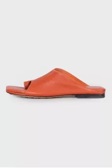 Square toe leather slippers