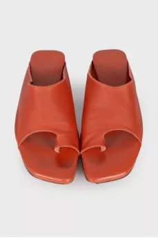 Square toe leather slippers