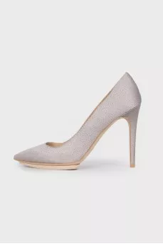 Textile shoes with shiny polka dots