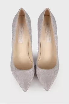 Textile shoes with shiny polka dots