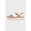 Beige low-soled sandals 
