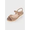 Beige low-soled sandals 