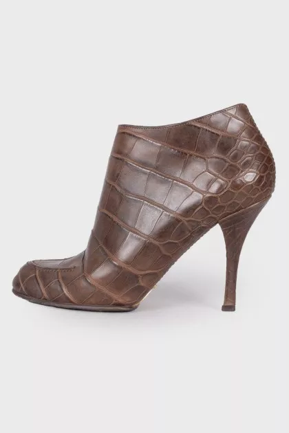 Embossed leather ankle boots