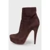Dark brown suede ankle boots