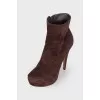 Dark brown suede ankle boots