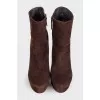Dark brown suede ankle boots
