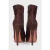 Dark brown suede ankle boots