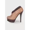 Two tone high heel ankle boots