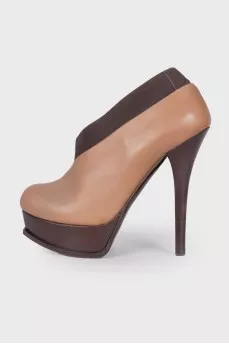 Two tone high heel ankle boots