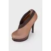 Two tone high heel ankle boots